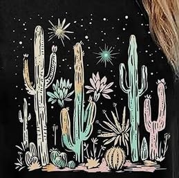 MHTOR Western Cactus Horse T-Shirt Cactus Shirts for Women Desert Horse Graphic Tee Casual Cowgirl Vintage Short Sleeve Tops(Small,C-Dark Grey) - Image 2